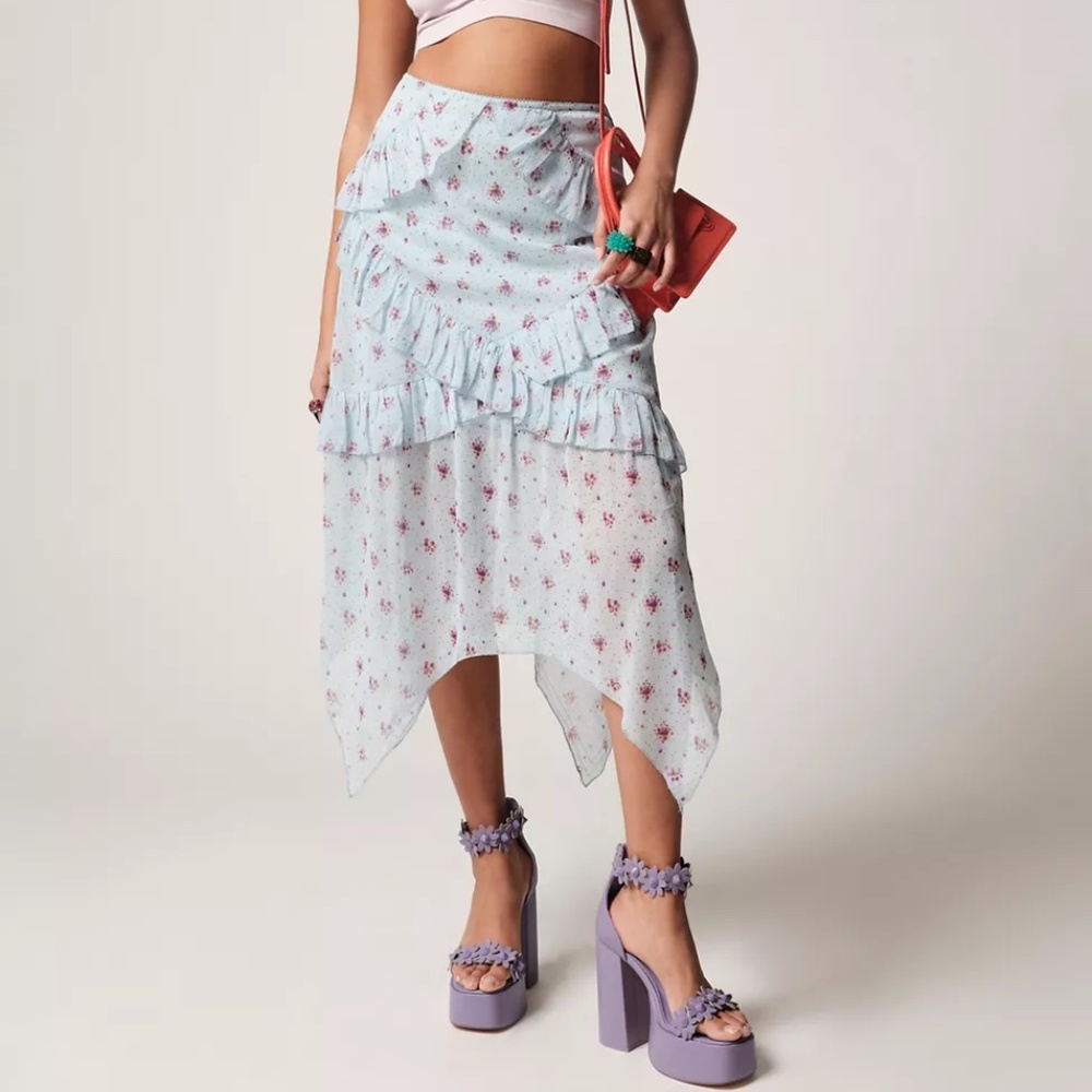 UO | Tuli Ruffle Midi Skirt